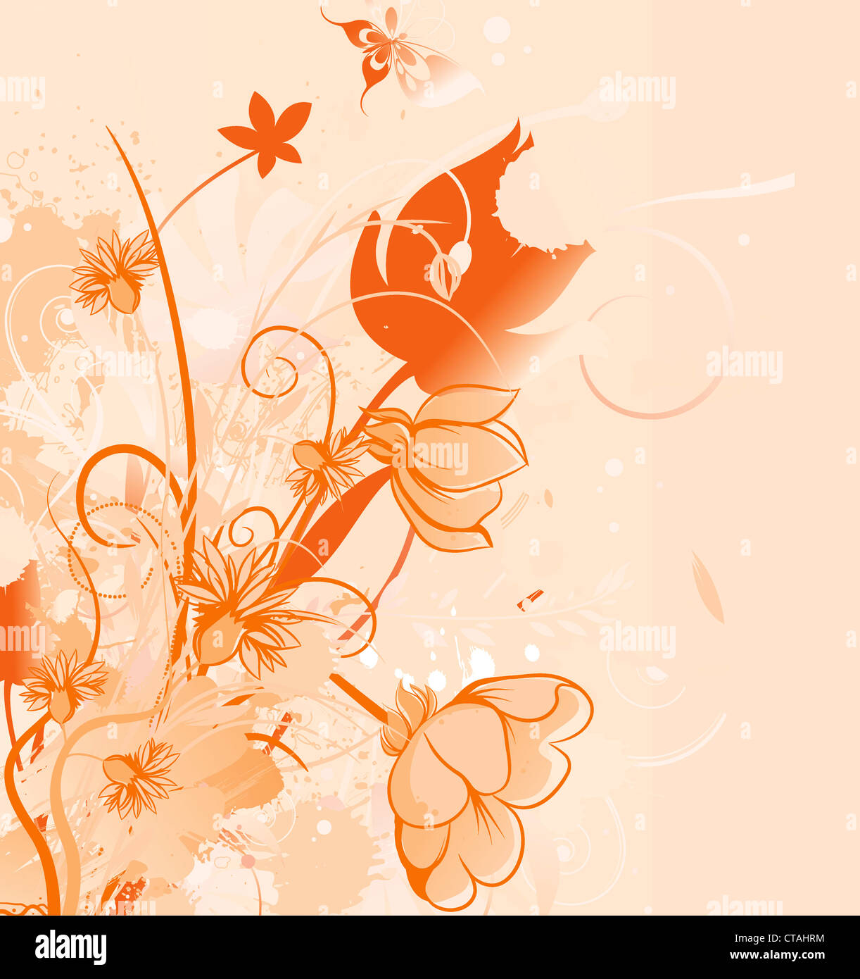 vector grunge background with floral Stock Photo - Alamy