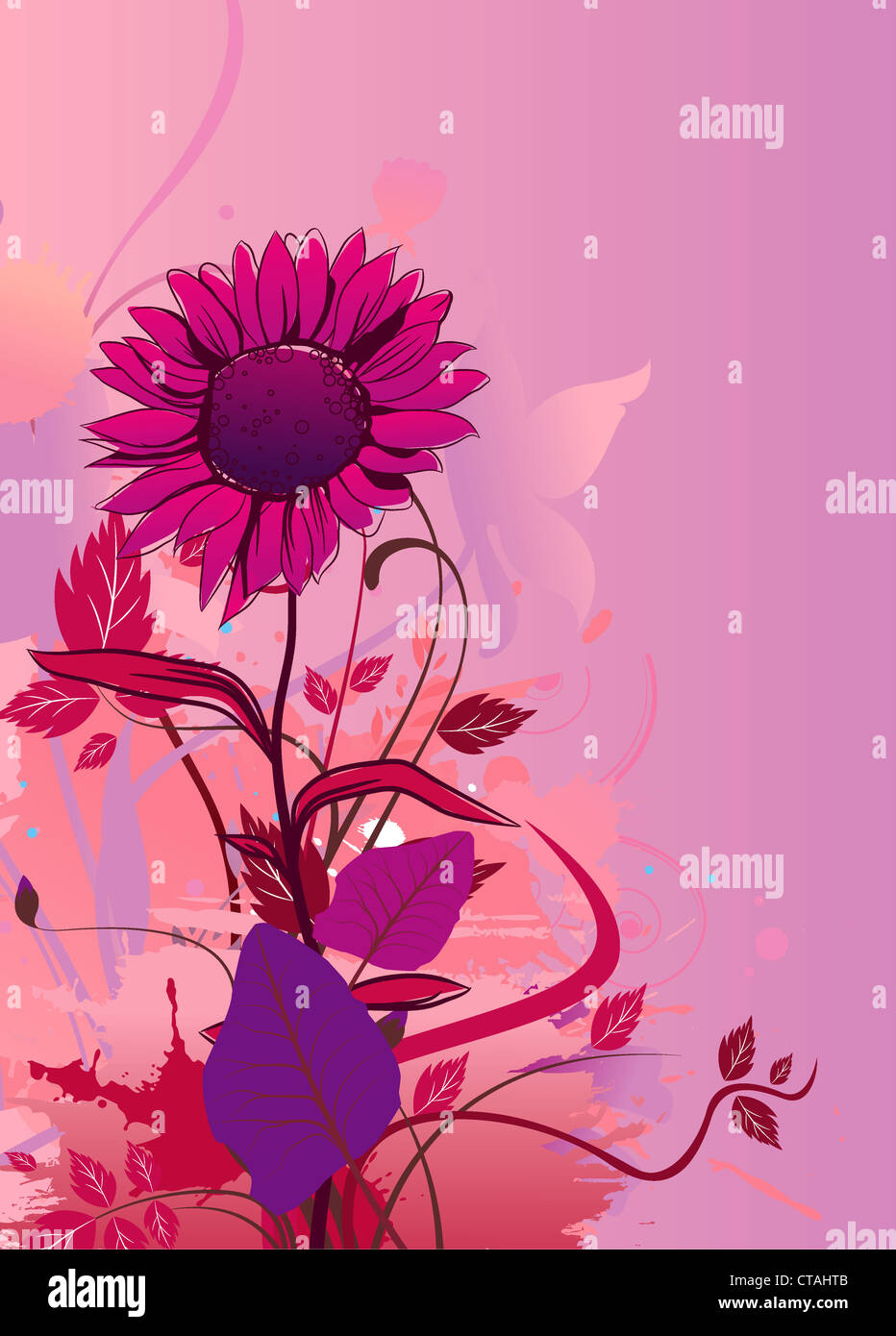 vector grunge background with floral Stock Photo - Alamy