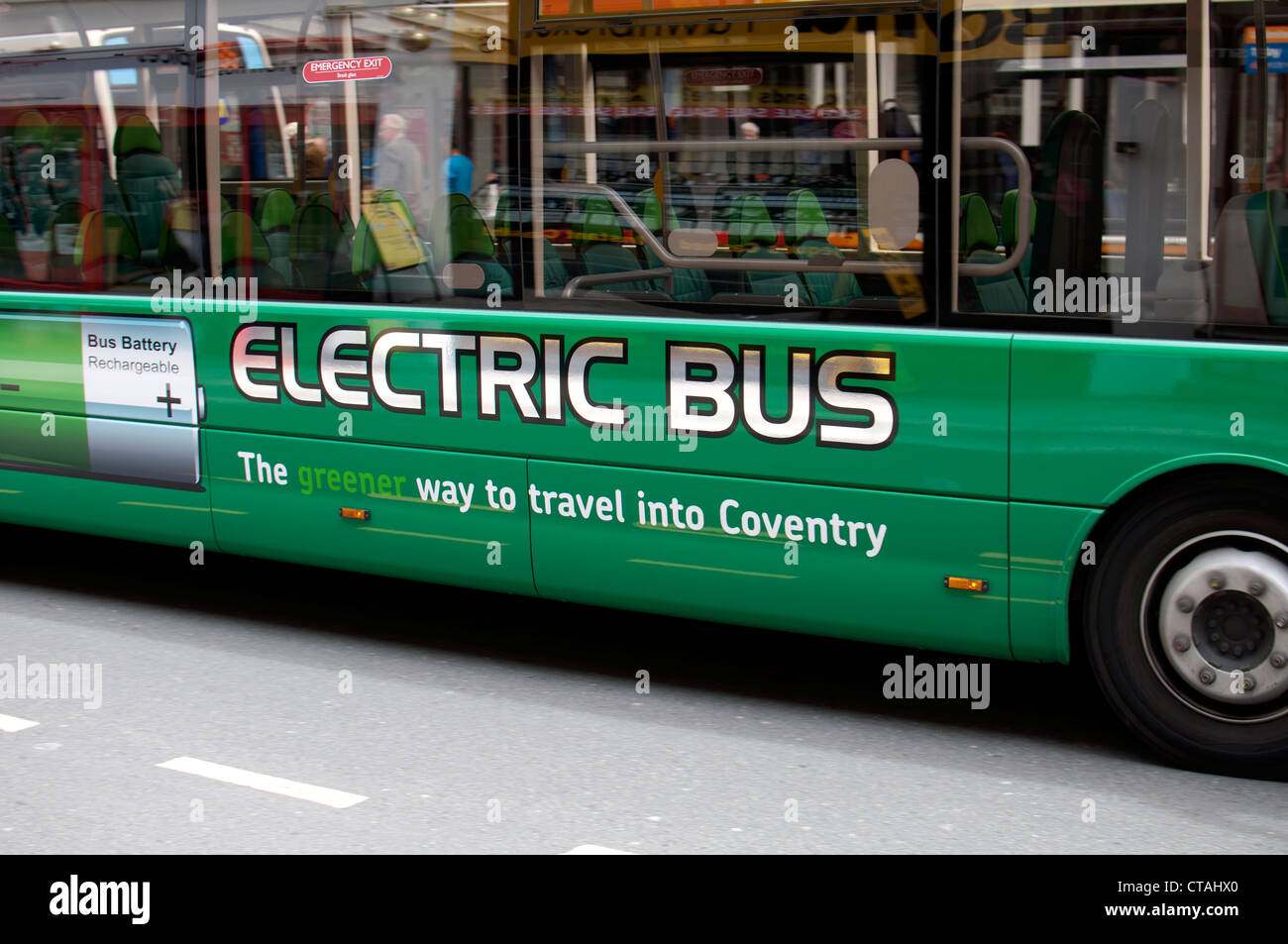 Electric bus in Coventry city centre, UK Stock Photo