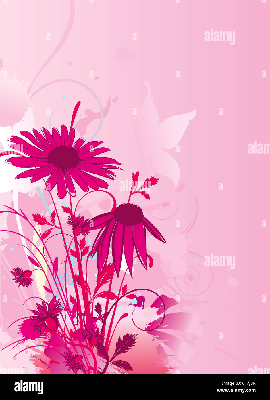 vector grunge background with floral Stock Photo - Alamy