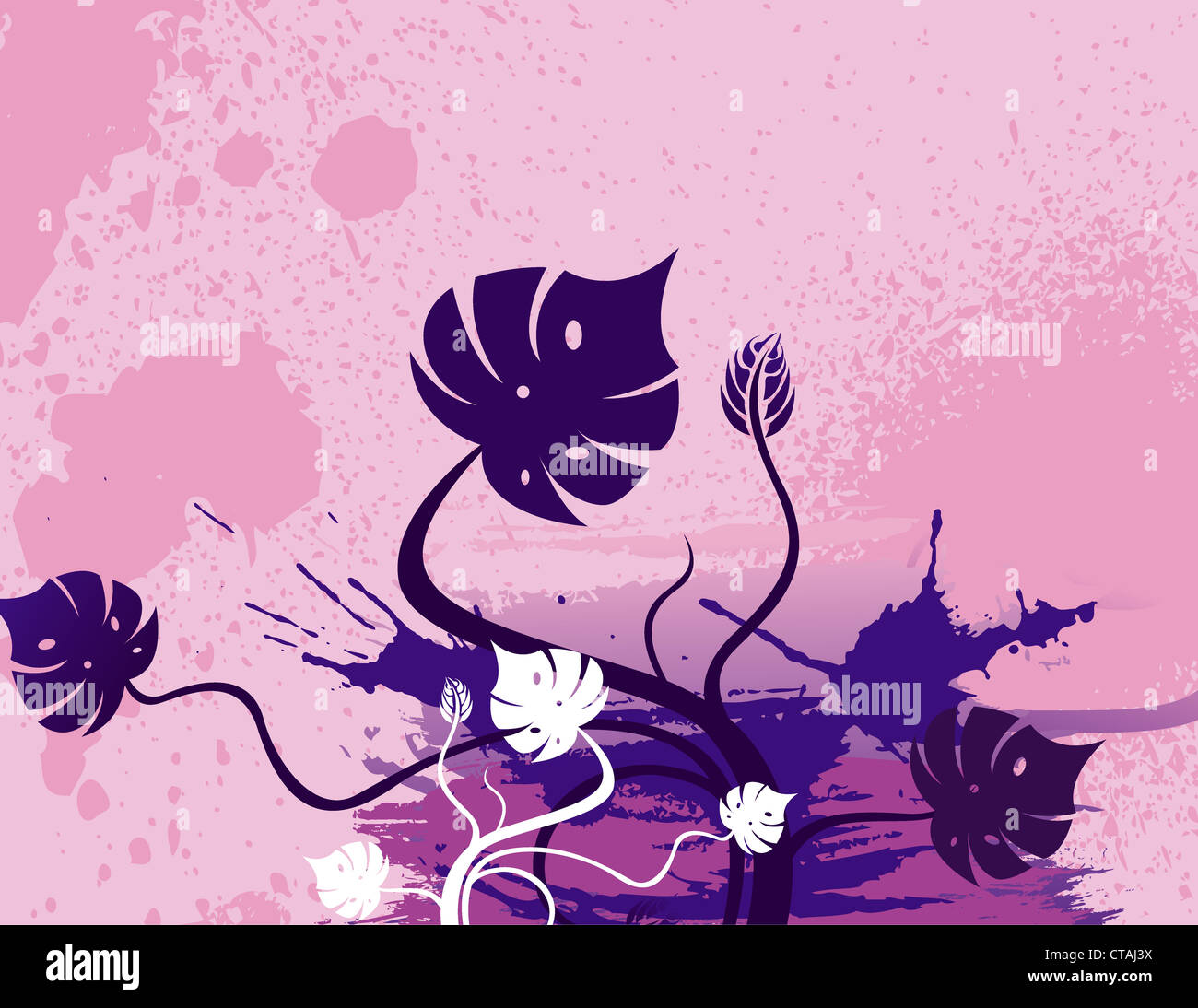 vector grunge background with floral Stock Photo - Alamy