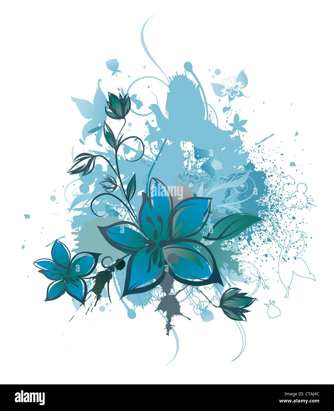 vector grunge background with floral Stock Photo - Alamy