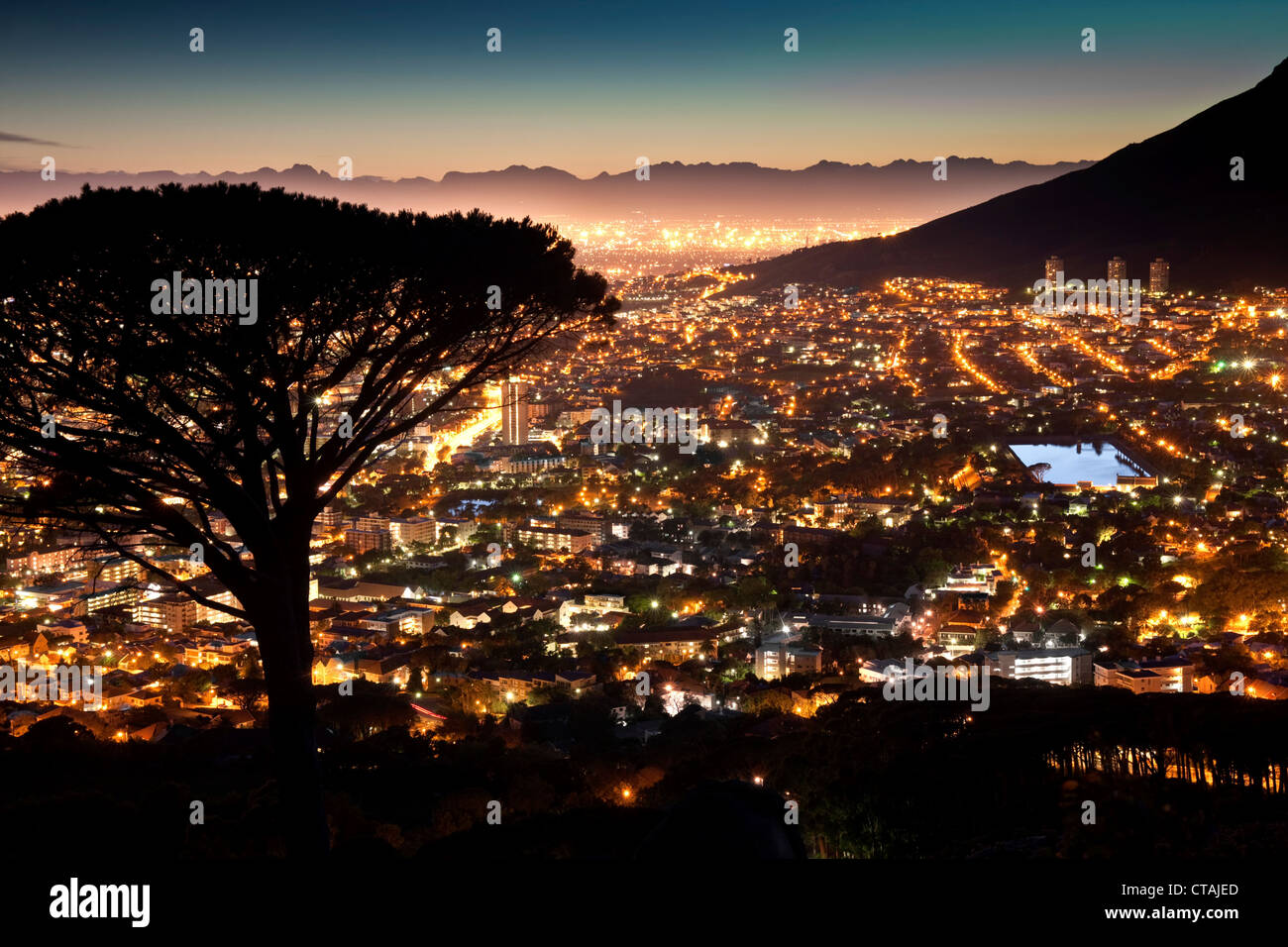 View from Signal Hill onto at night, Cape Town, Western Cape, South Africa Stock Photo Alamy