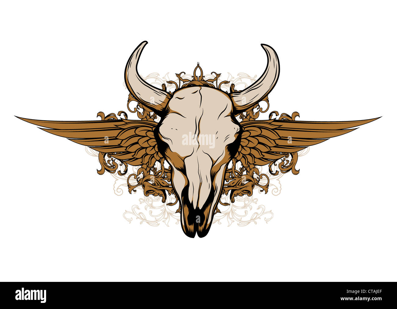 vector vintage emblem with animal skull Stock Photo - Alamy
