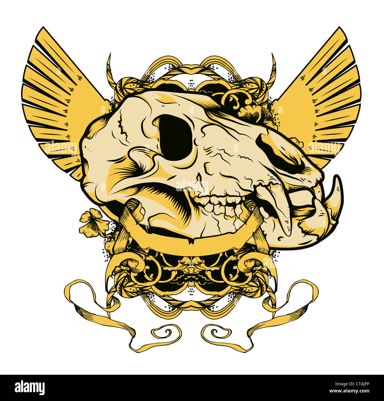 vector vintage emblem with animal skull Stock Photo - Alamy