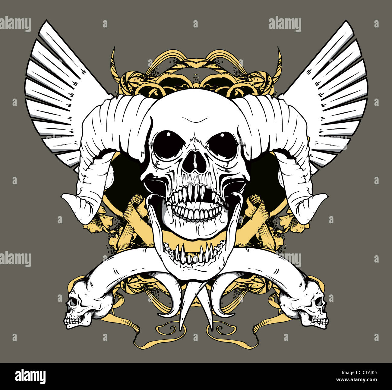 vector vintage emblem with animal skull Stock Photo - Alamy