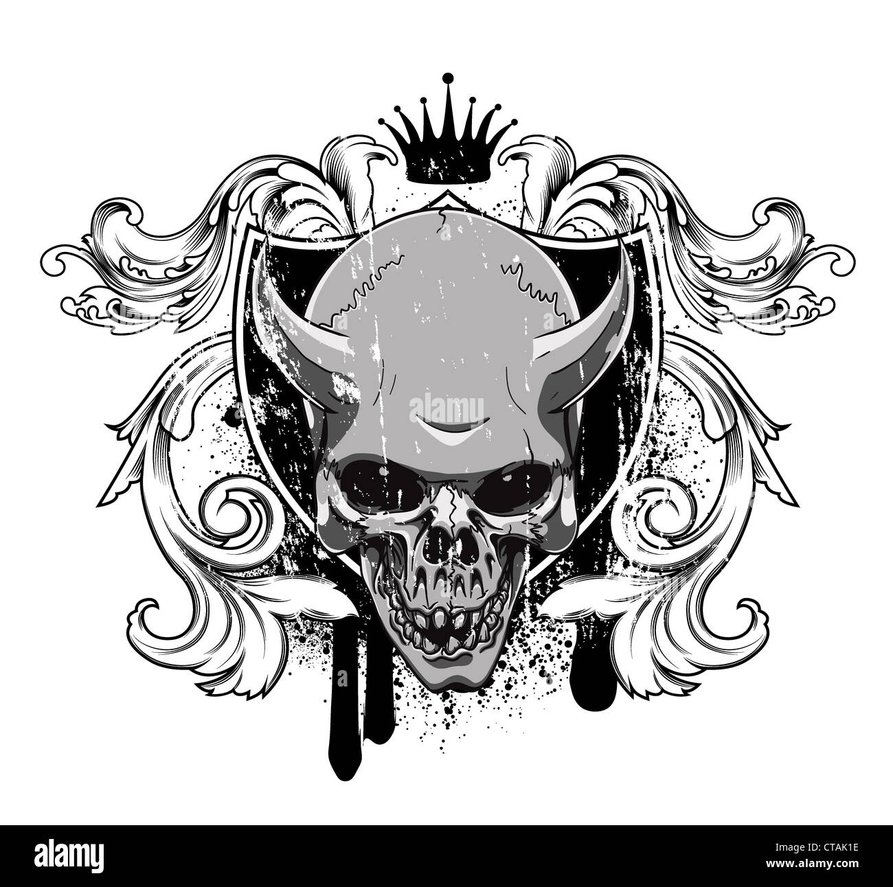 vector vintage emblem with skull Stock Photo - Alamy