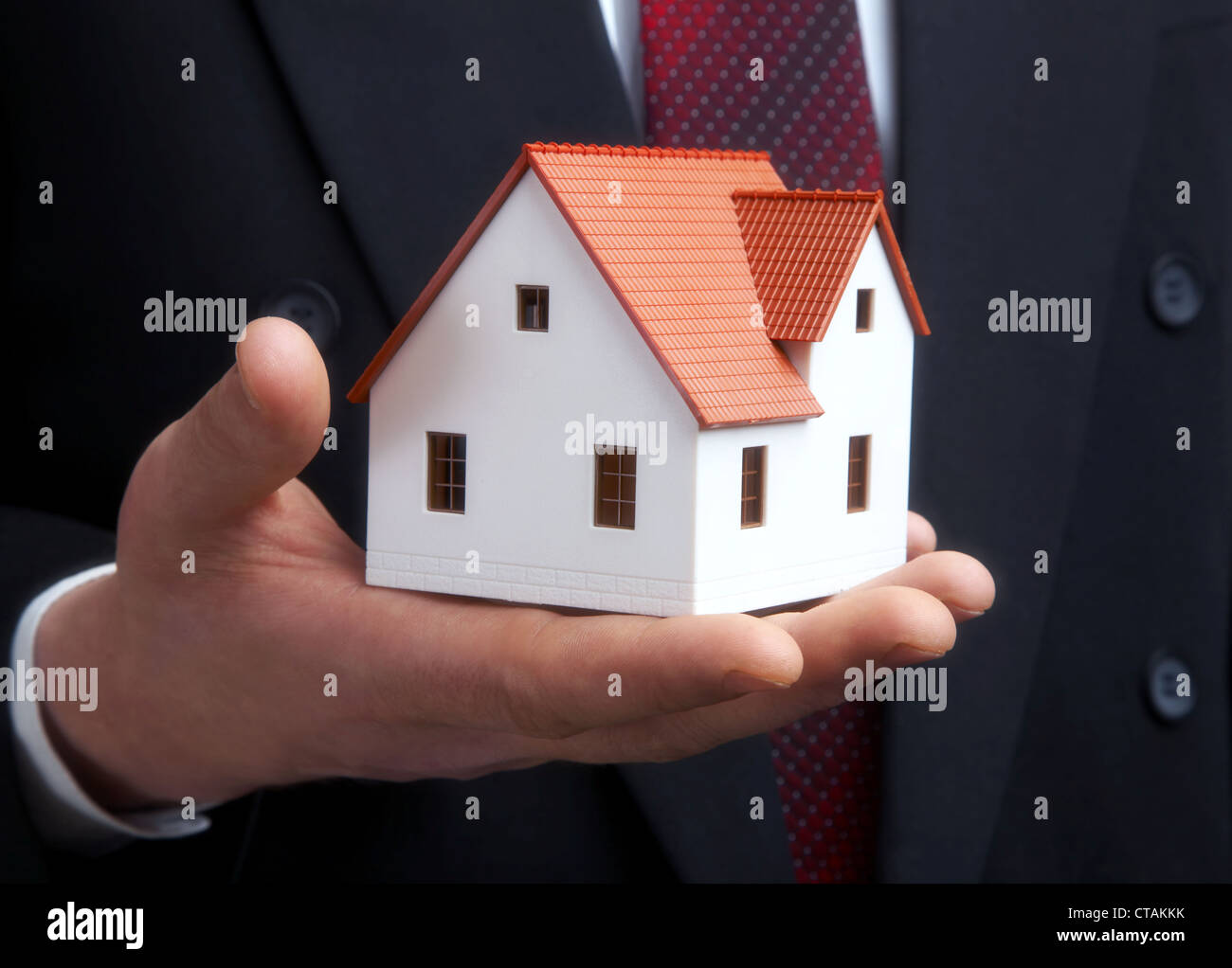 Hand of the businessman with the house Stock Photo - Alamy