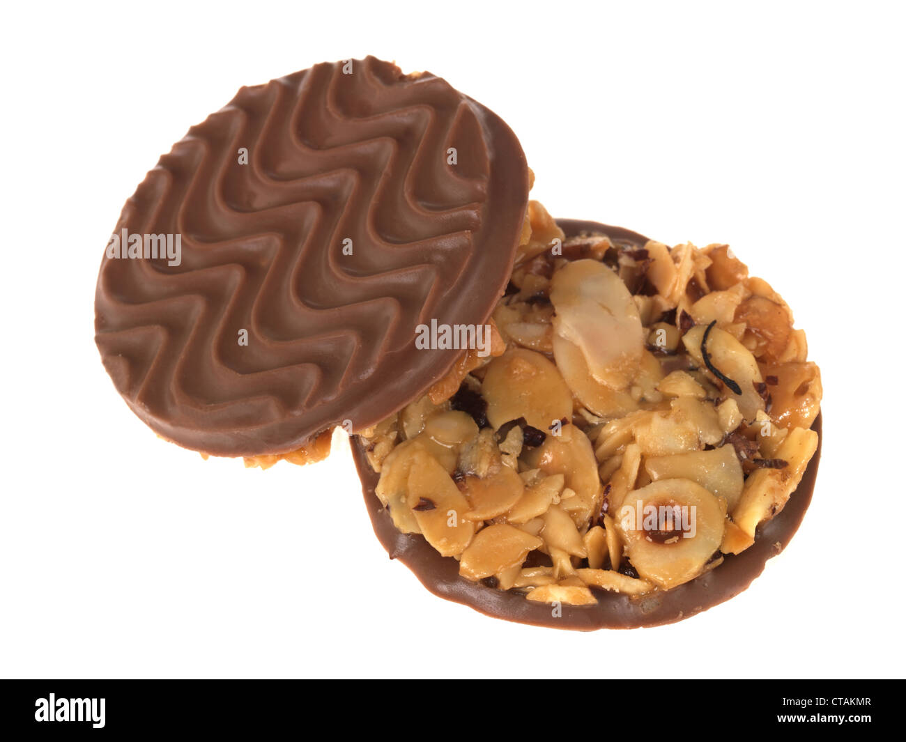 Tasty Luxury Christmas Milk Chocolate Florentines Biscuit Snacks, Isolated Against A White Background, With A Clipping Path And No People Stock Photo