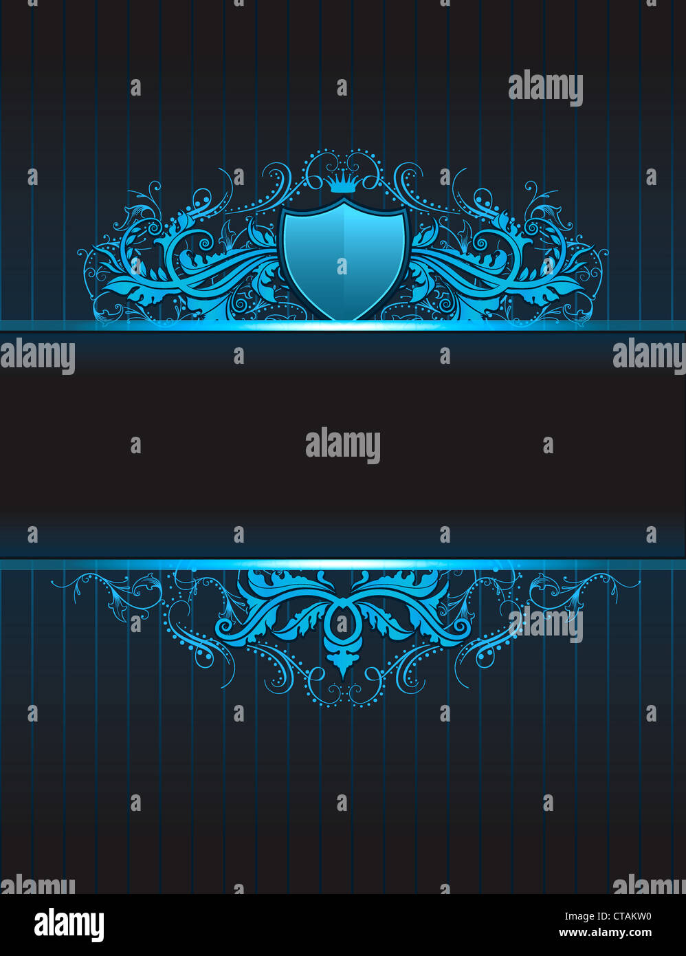 vintage floral background with shield vector illustration Stock Photo ...