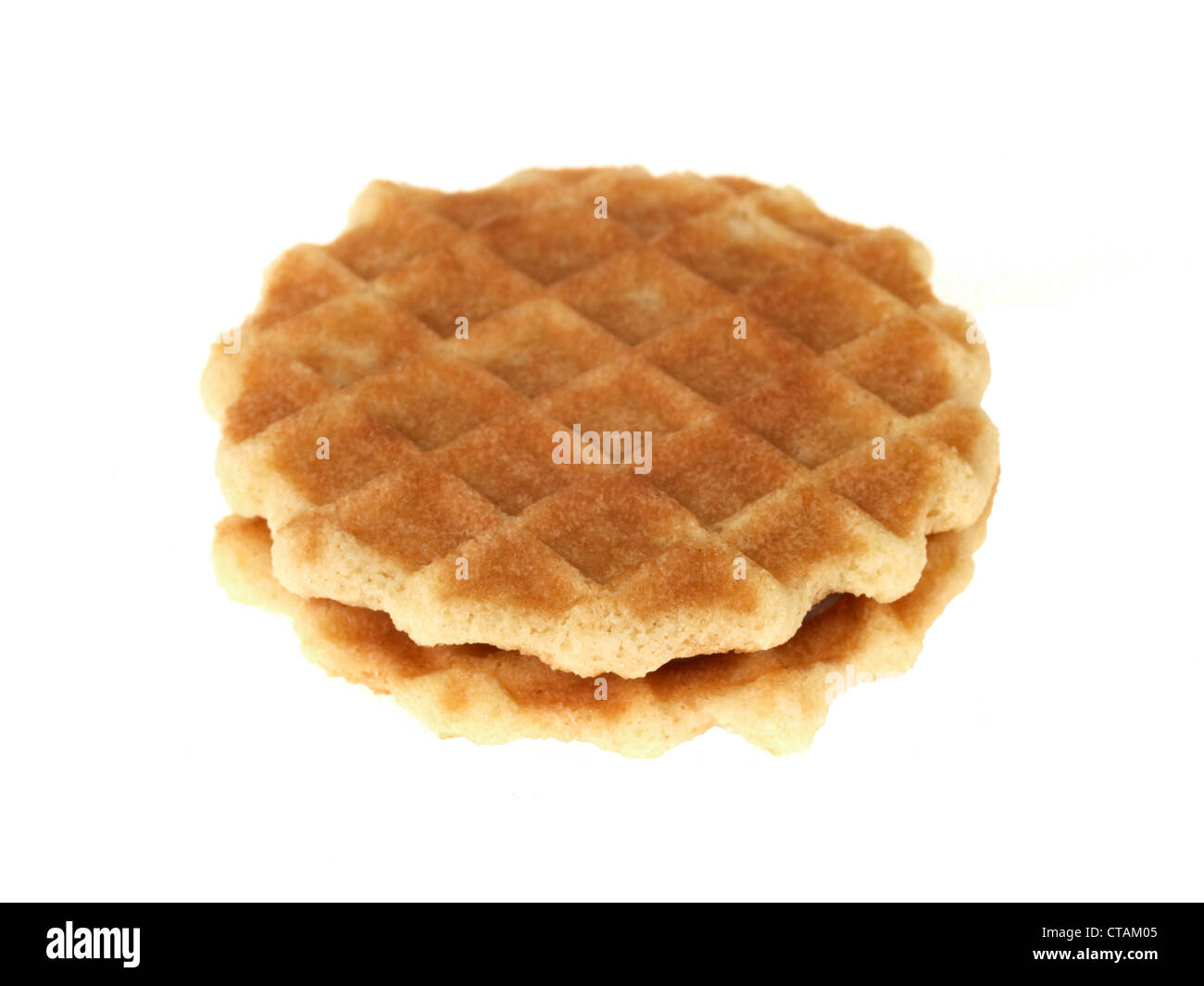Fresh European Style Tasty Breakfast Chocolate Waffle Sandwich Snacks Against A White Background, With A Clipping Path, And No People Stock Photo