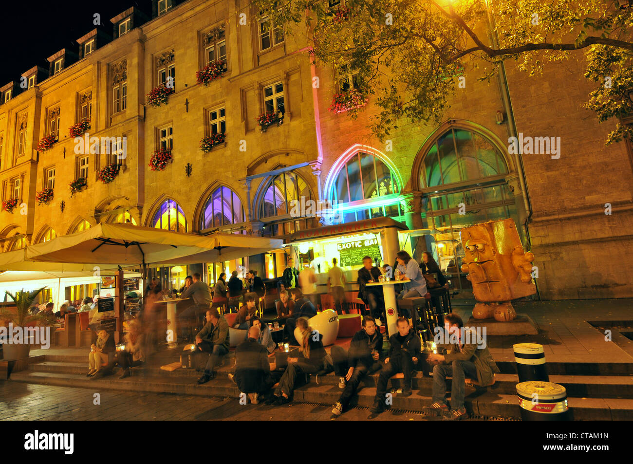 Bar on Fischmarkt square with Bernd das Brot, Erfurt, Thuringia, Germany Stock Photo