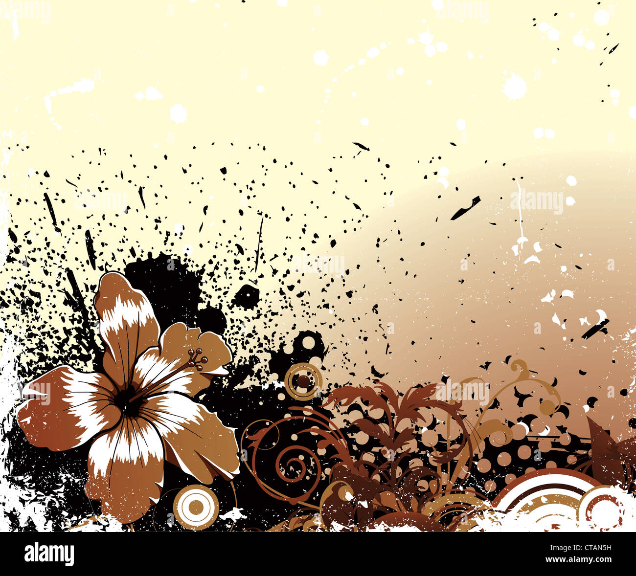 vector grunge background with flower Stock Photo - Alamy