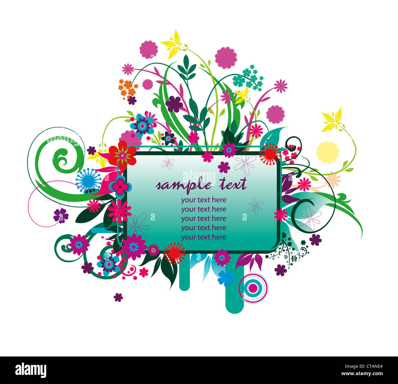 spring floral frame vector illustration Stock Photo - Alamy