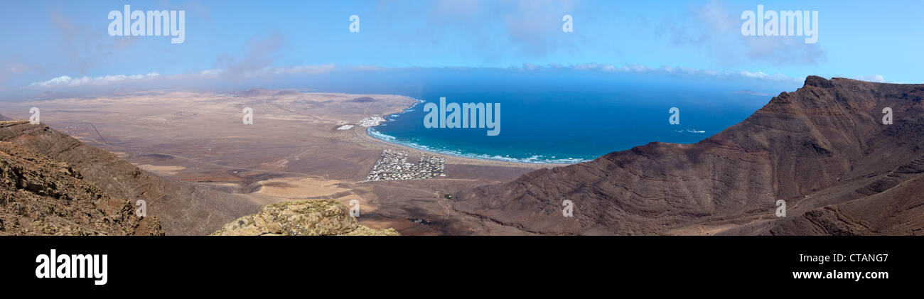 Costal landscape aerial view of the Famara cliffs - Lanzarote, Canary ...