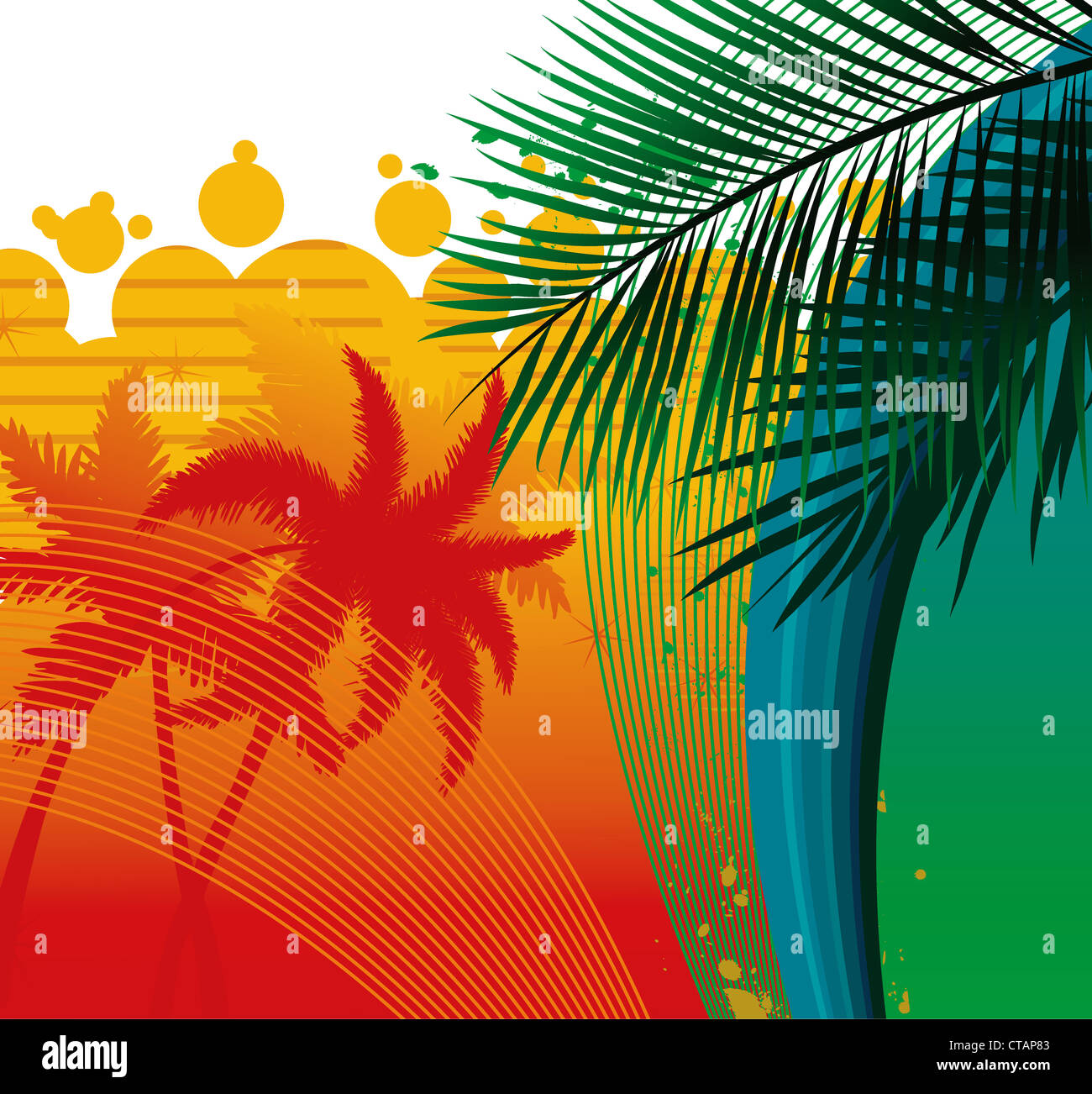 summer background with palm trees vector illustration Stock Photo - Alamy