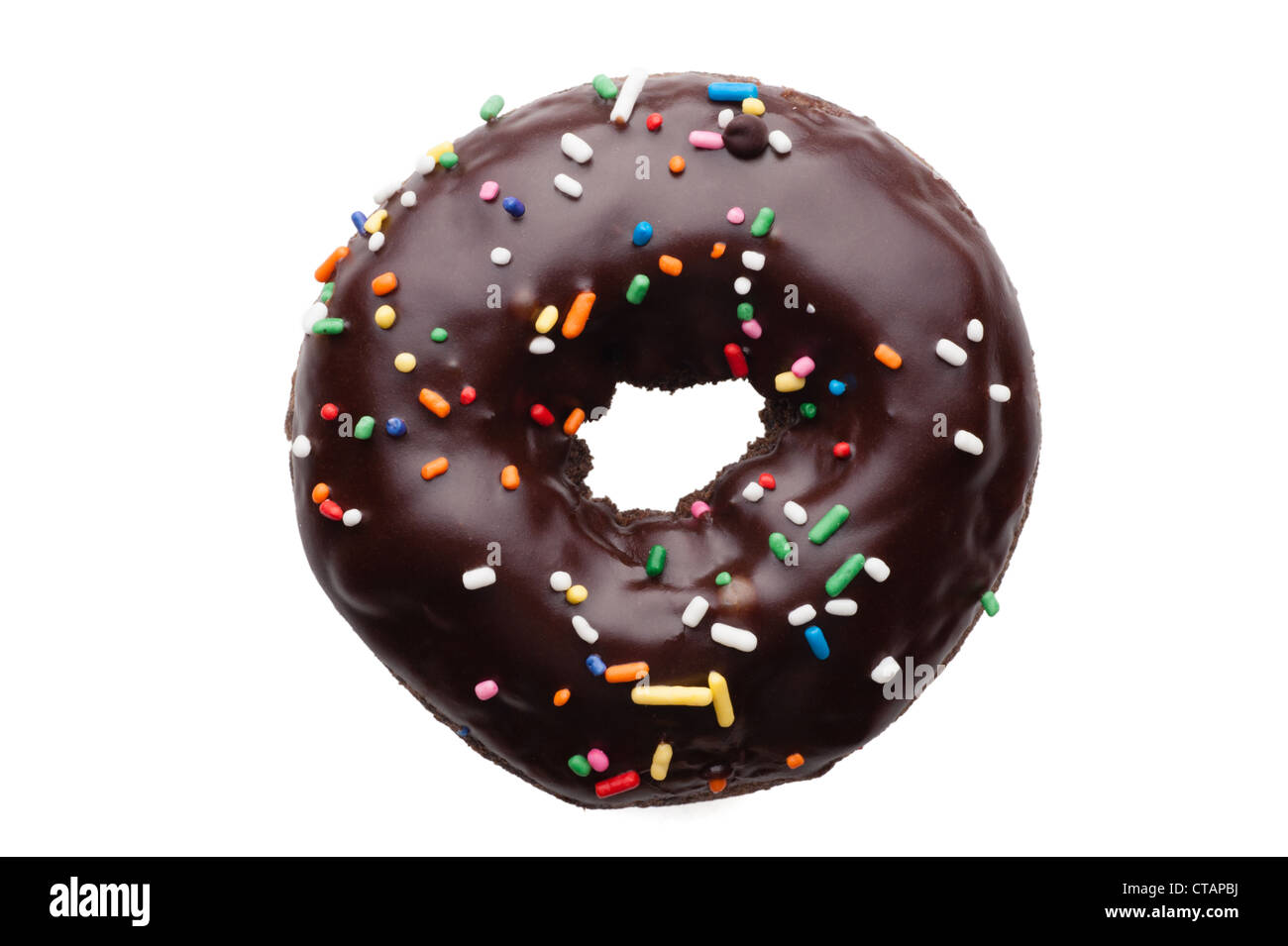 Chocolate donut, isolated on white background Stock Photo