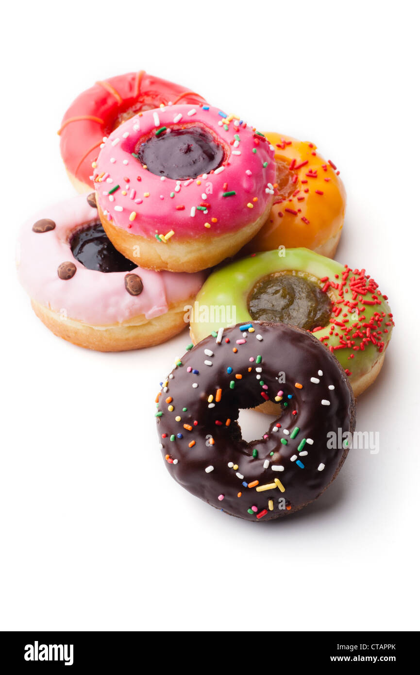 Group of glazed donuts, isolated on white background Stock Photo - Alamy