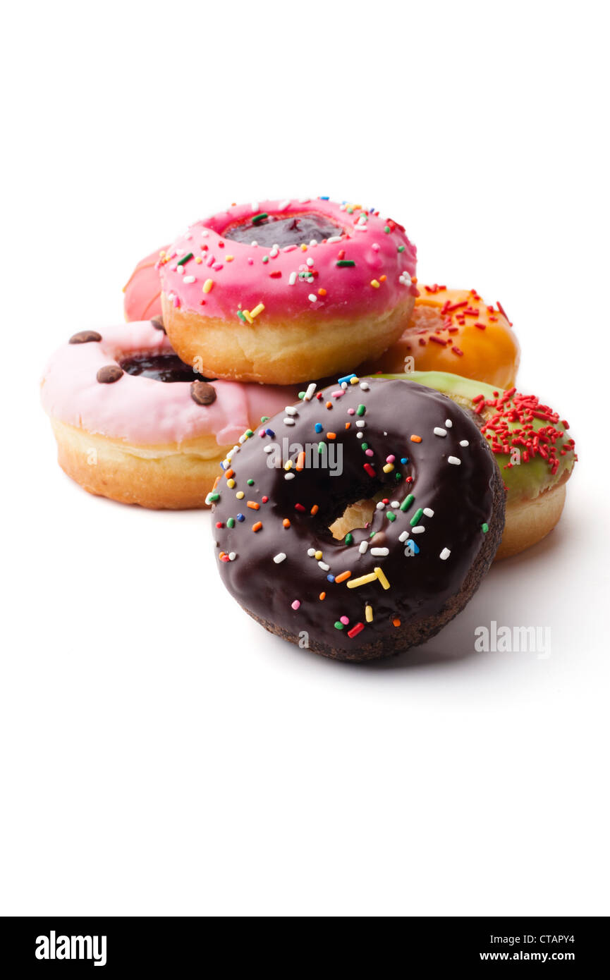 Group of glazed donuts, isolated on white background Stock Photo - Alamy