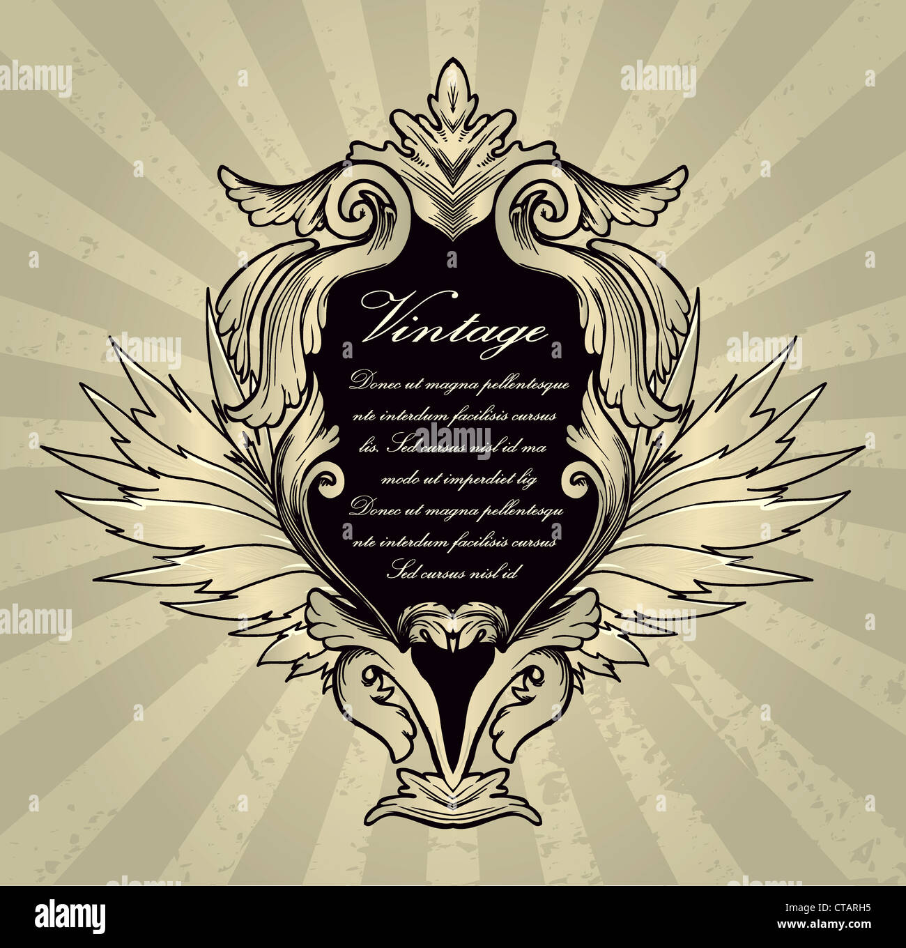 vector vintage frame with wings Stock Photo - Alamy