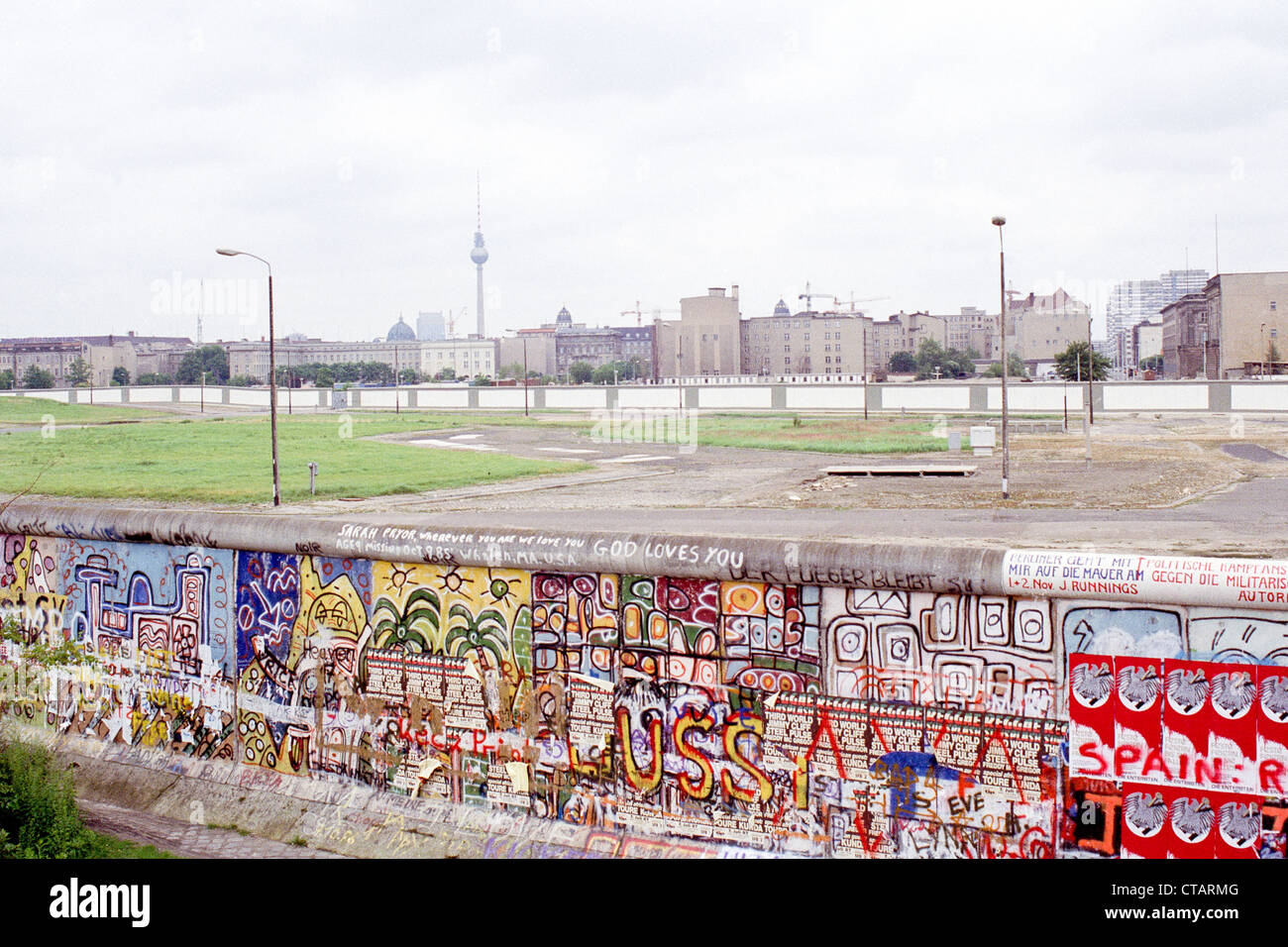 The Berlin Wall at Potsdamer Platz in the 1980s - West Berlin Stock