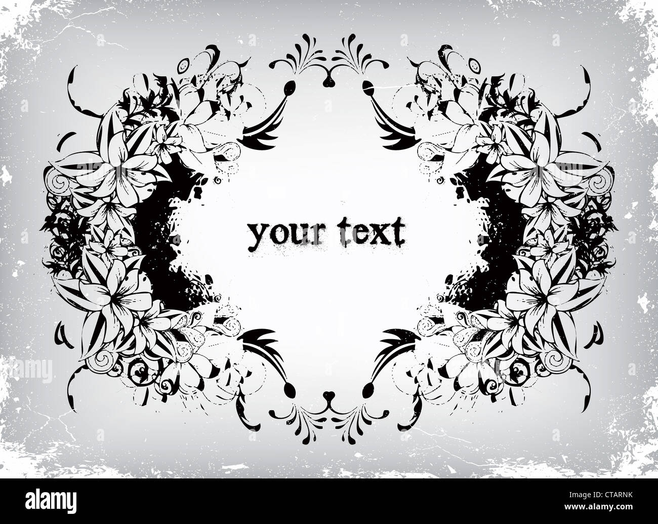 grunge floral frame vector illustration Stock Photo - Alamy