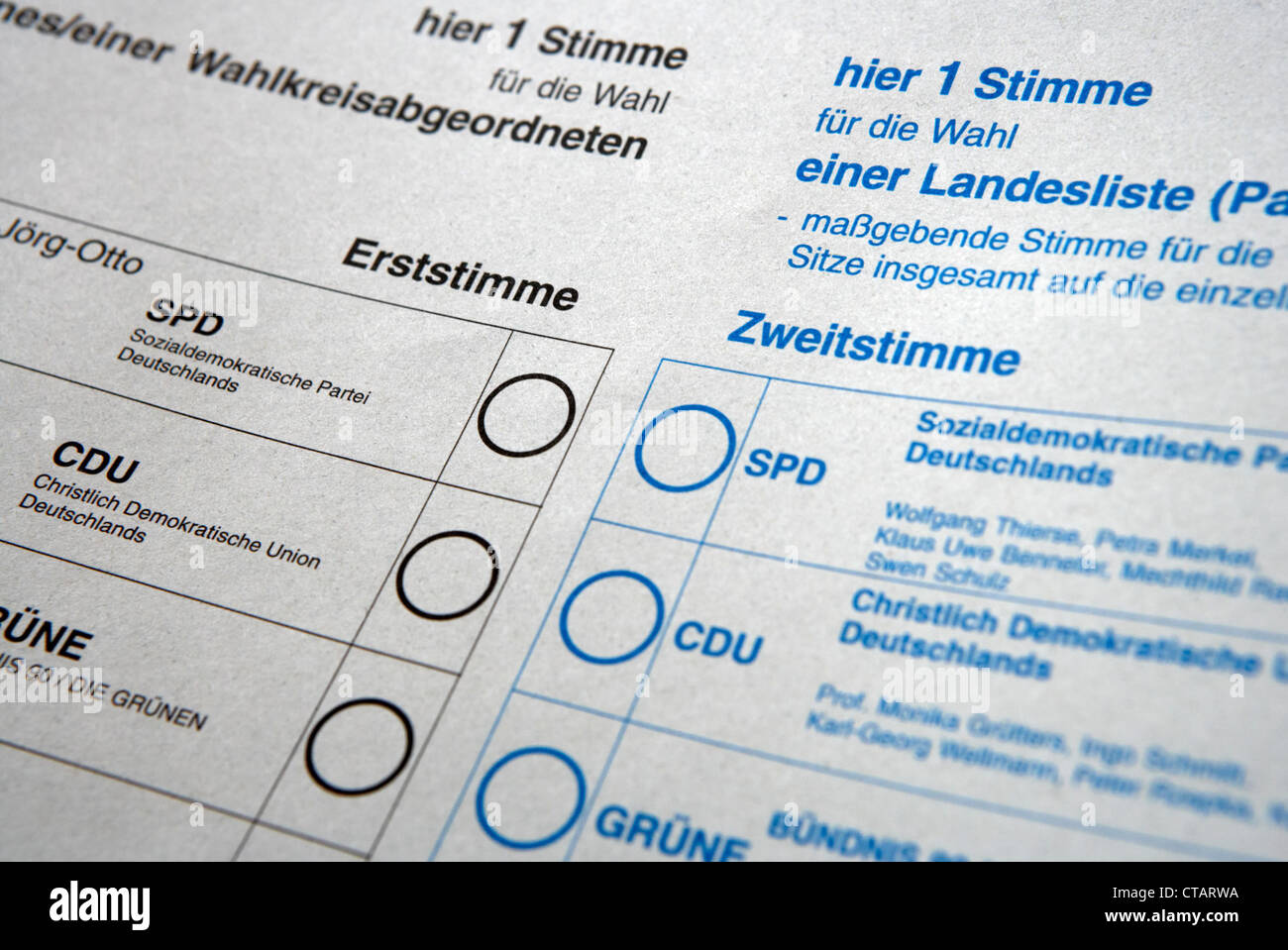 Extract the ballot for parliamentary elections in 2005 Stock Photo