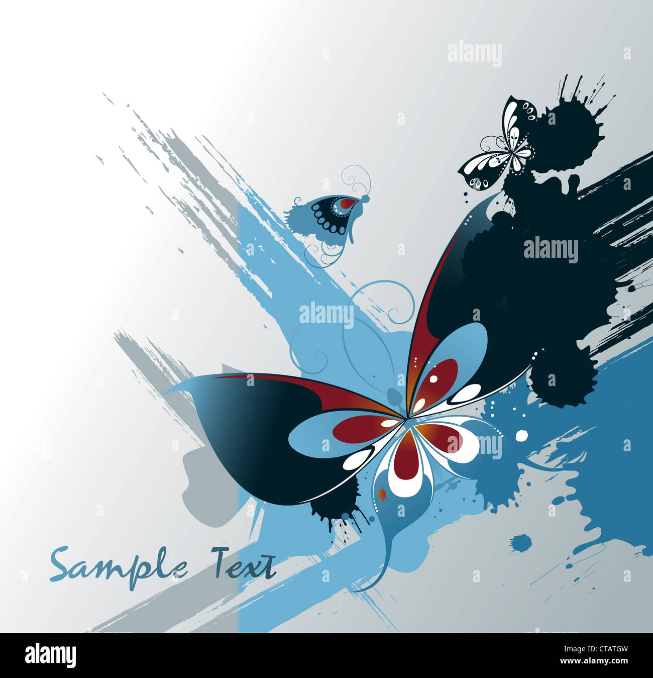 vector grunge background with butterflies Stock Photo - Alamy