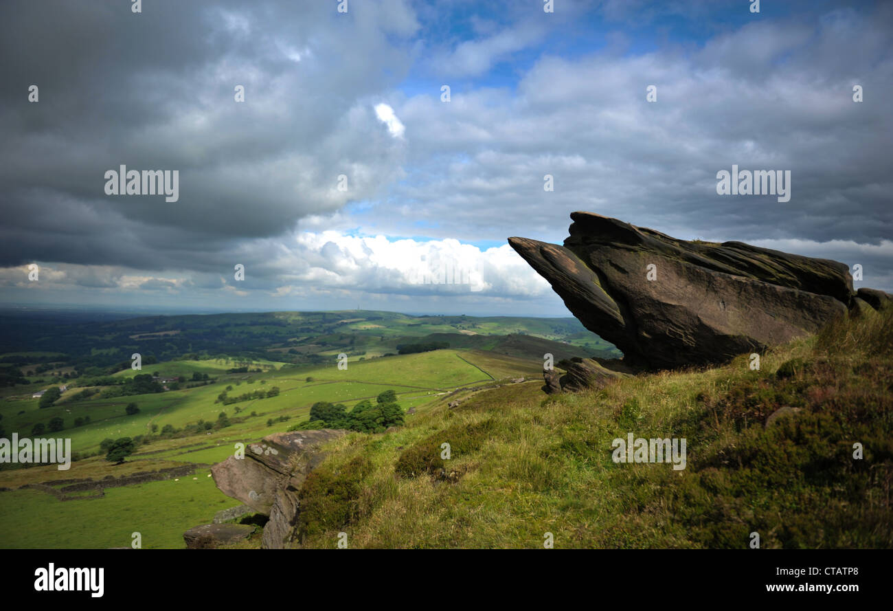 Gritstone rock formations at the Roaches, Peak District National Park