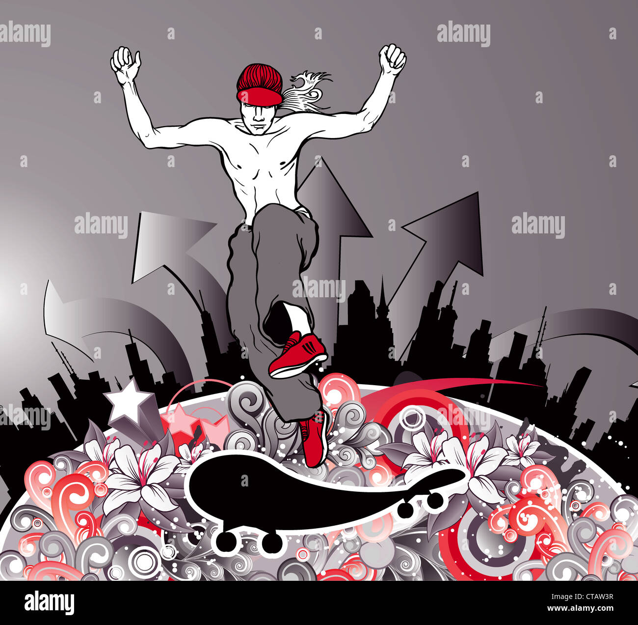 vector urban poster with skater Stock Photo - Alamy