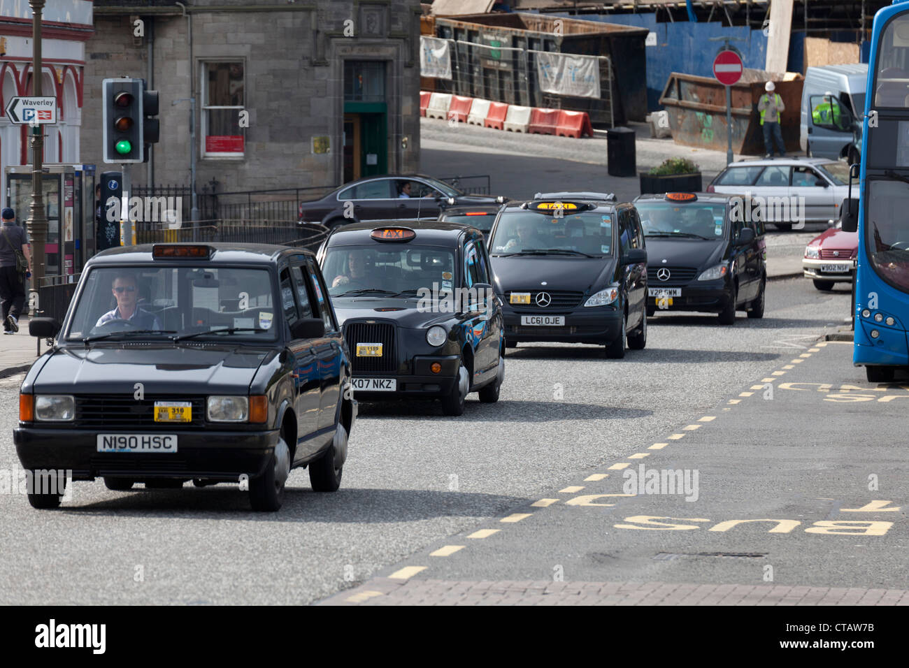 Row of Taxis, Edinburgh, Scotland, United Kingdom, Europe Stock Photo