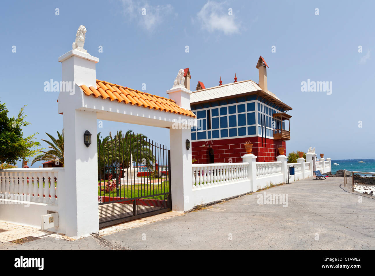"Blue house" Arrieta, Lanzarote, Canary Islands, Spain, Europe Stock