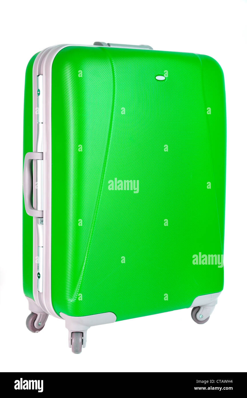 green suitcase on a white background Stock Photo - Alamy