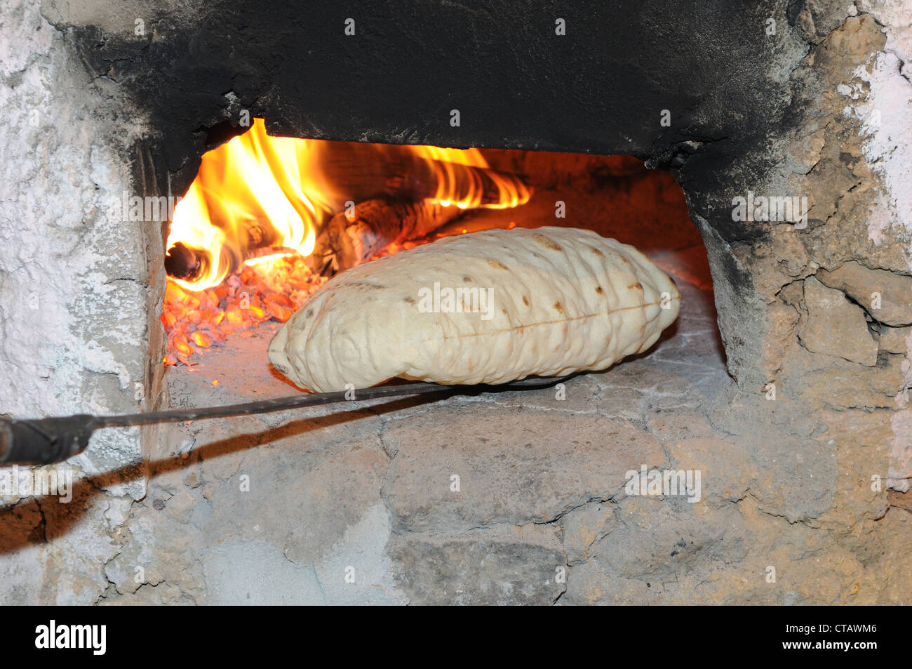 baking of bread typical Sardinian, Italy Stock Photo