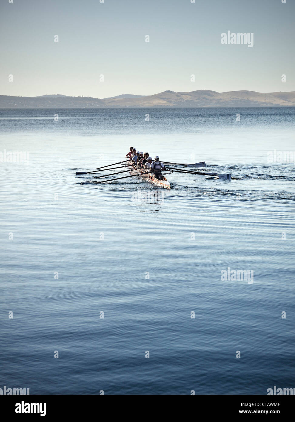 Rowing in Hobart harbour, Tasman Sea, Tasmania, Australia Stock Photo
