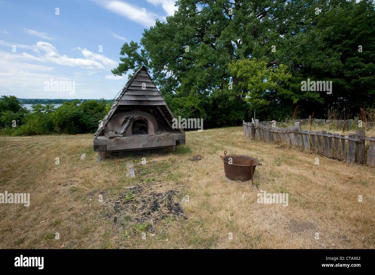 Bread oven found at the Sainte Marie Among the Iroquois Living History Museum. Stock Photo
