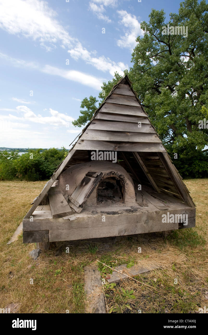 Bread oven found at the Sainte Marie Among the Iroquois Living History Museum. Stock Photo