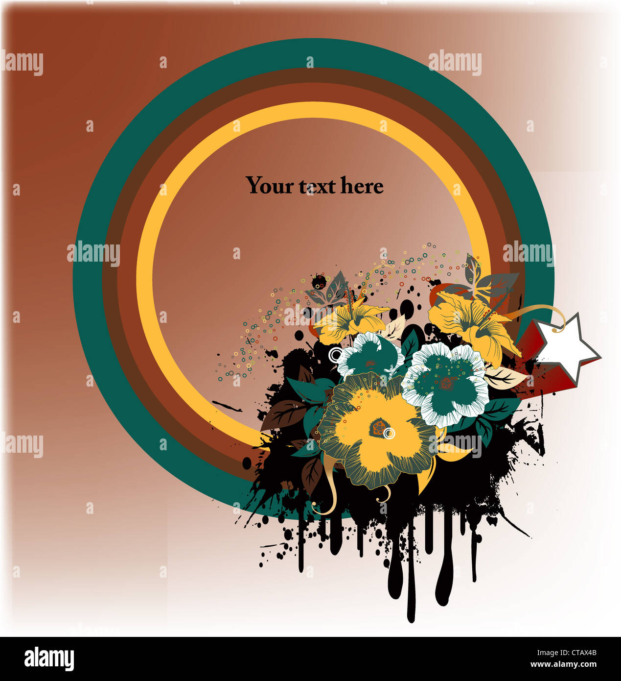 grunge floral frame vector illustration Stock Photo - Alamy