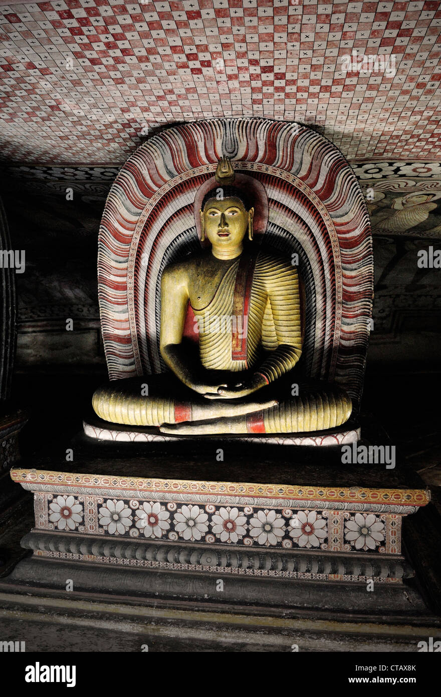 Buddha statue at rock caves of Dambulla, cultural triangle, UNESCO world herritage, Sri Lanka Stock Photo