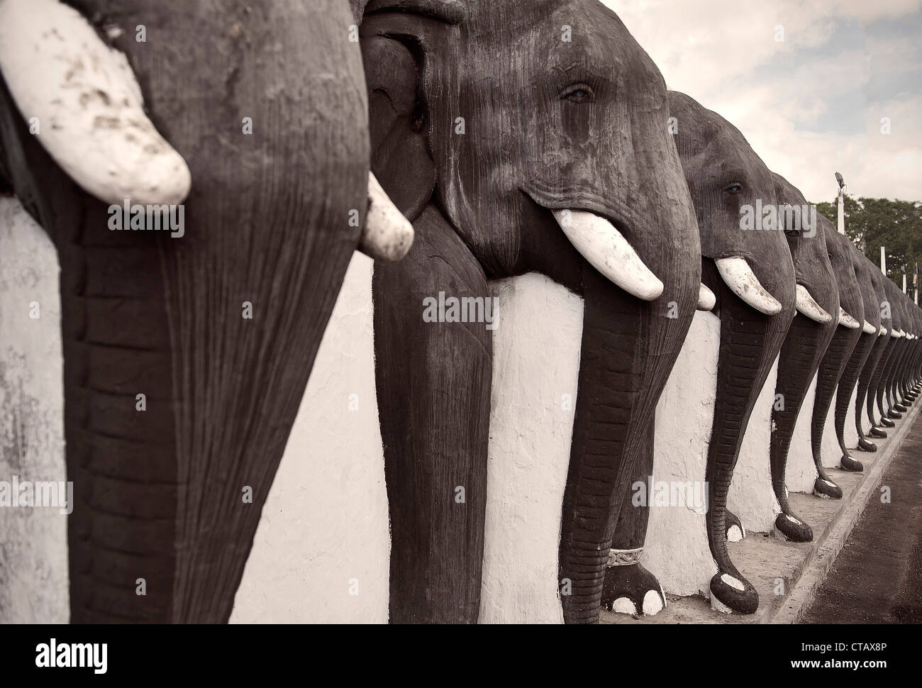 Sacred elephant sculptures in Anuradhapura, cultural triangle, UNESCO world herritage, Sri Lanka Stock Photo