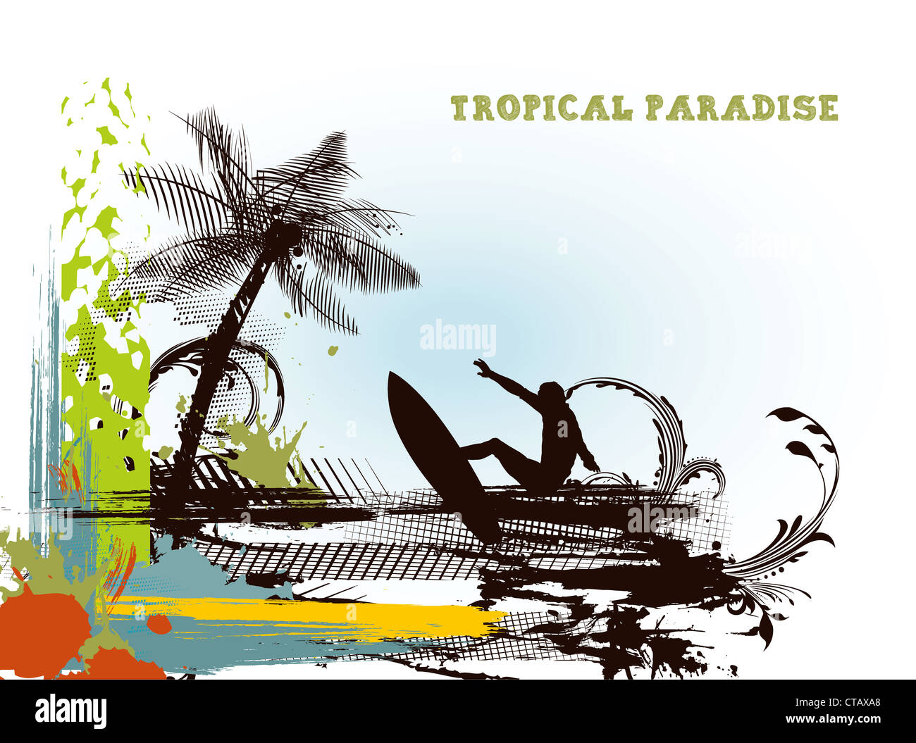 vector summer background with surfer Stock Photo - Alamy