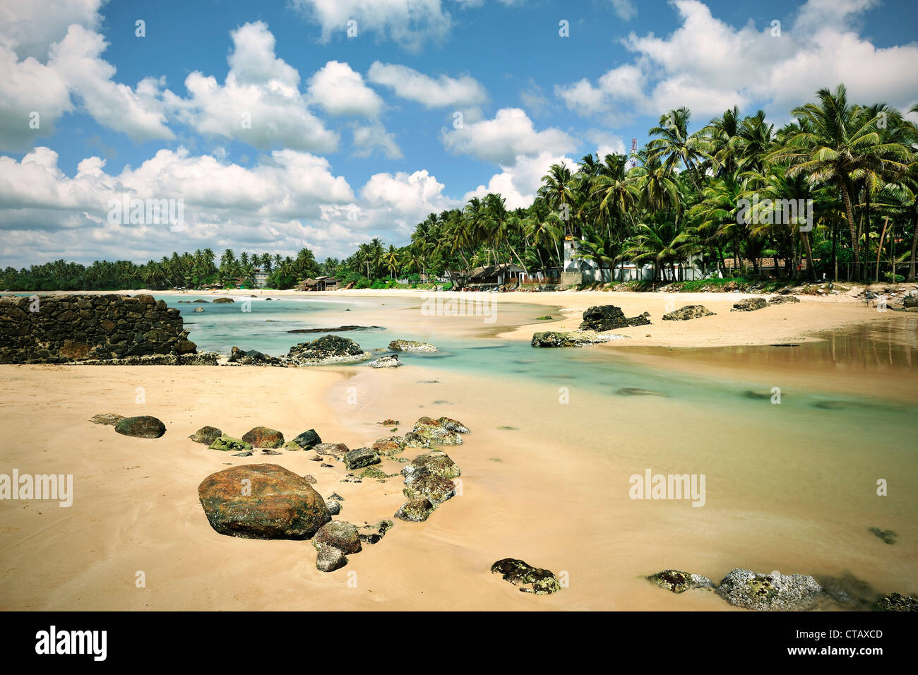 Cristal clear water at beach of Mirissa, Sri Lanka, Indian Ocean Stock Photo