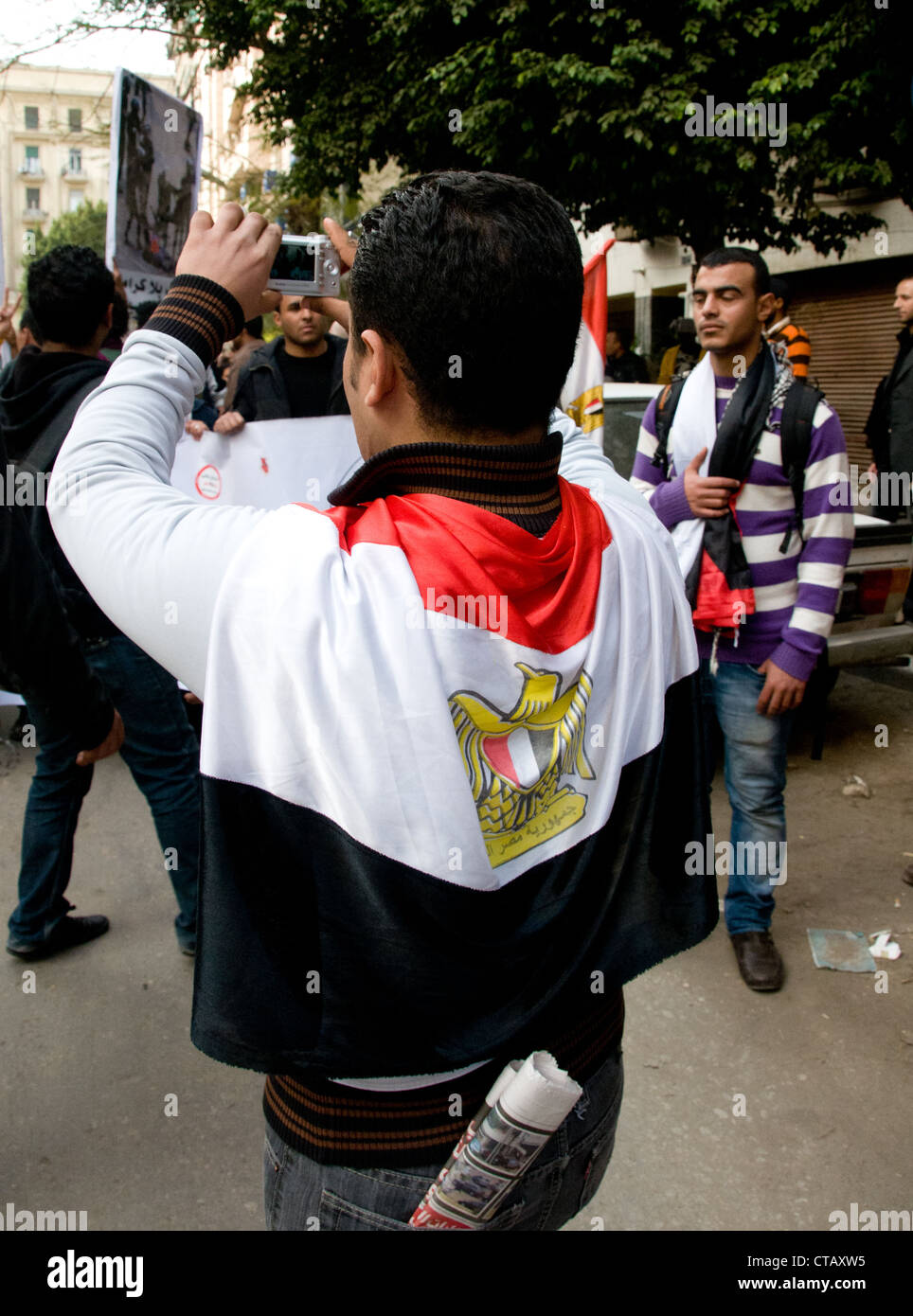Cairo demonstrations, 31st january 2012-Egyptians document their revolution using digital cameras & social media Stock Photo