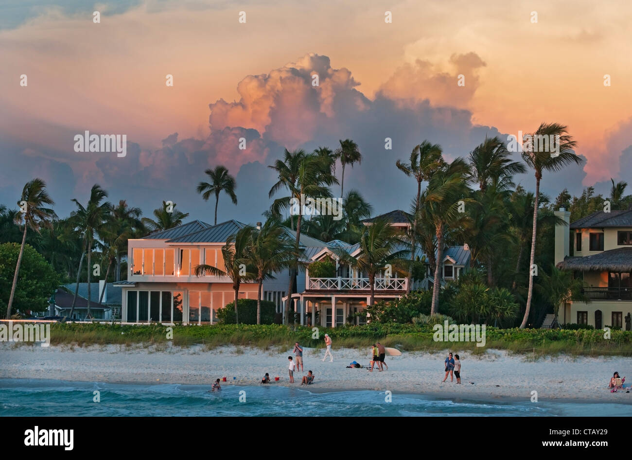 Beautiful sunset scene along the Gulf Coast at Naples Florida. Stock Photo