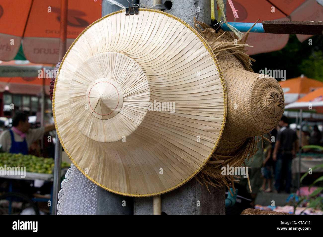 Thai straw Hat on sale at a market in Bangkok, Thailand Stock Photo Alamy
