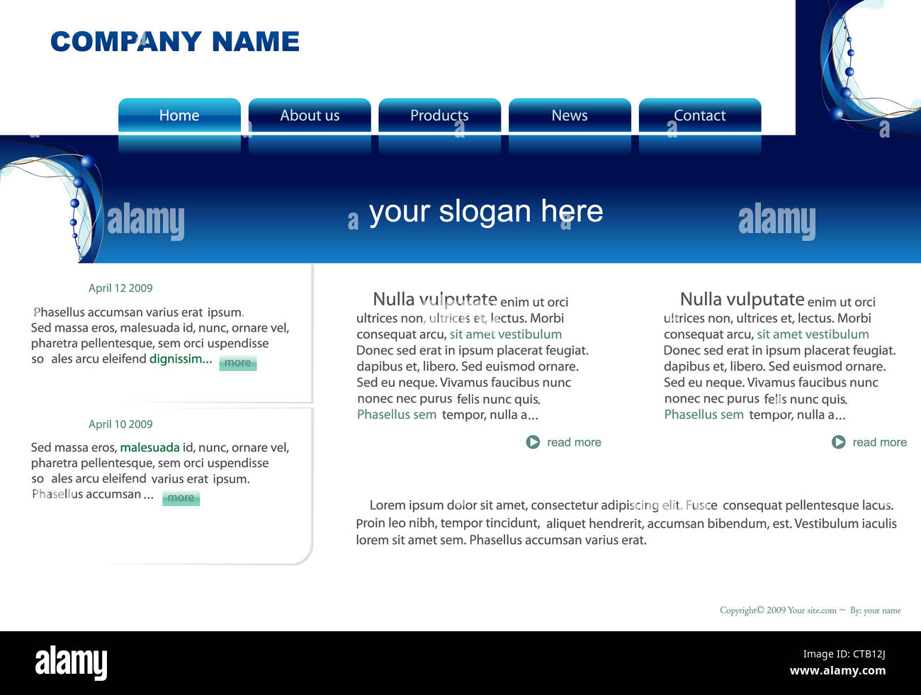 blue glossy website template vector illustration Stock Photo - Alamy