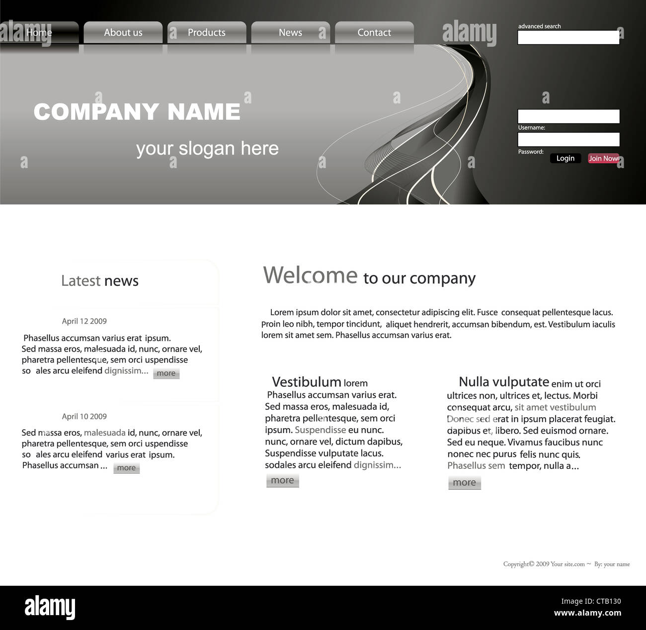 glossy website template vector illustration Stock Photo - Alamy