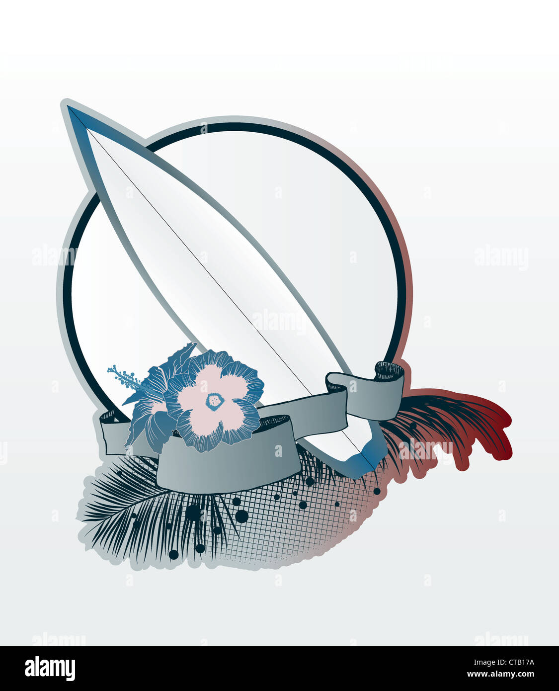 vector summer illustration with surfboard Stock Photo - Alamy