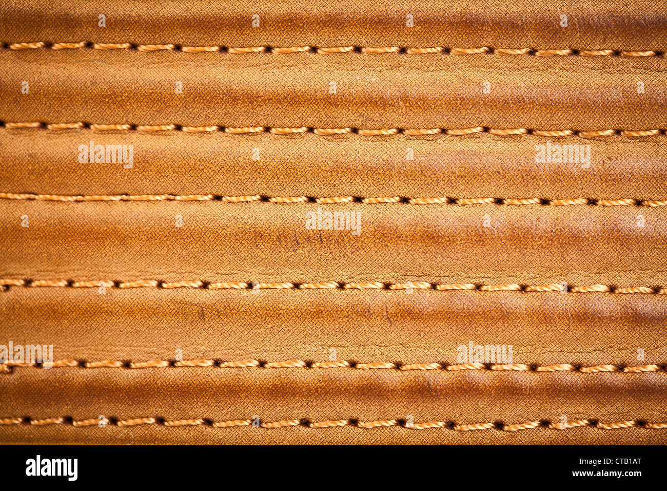 leather stitched by threads Stock Photo