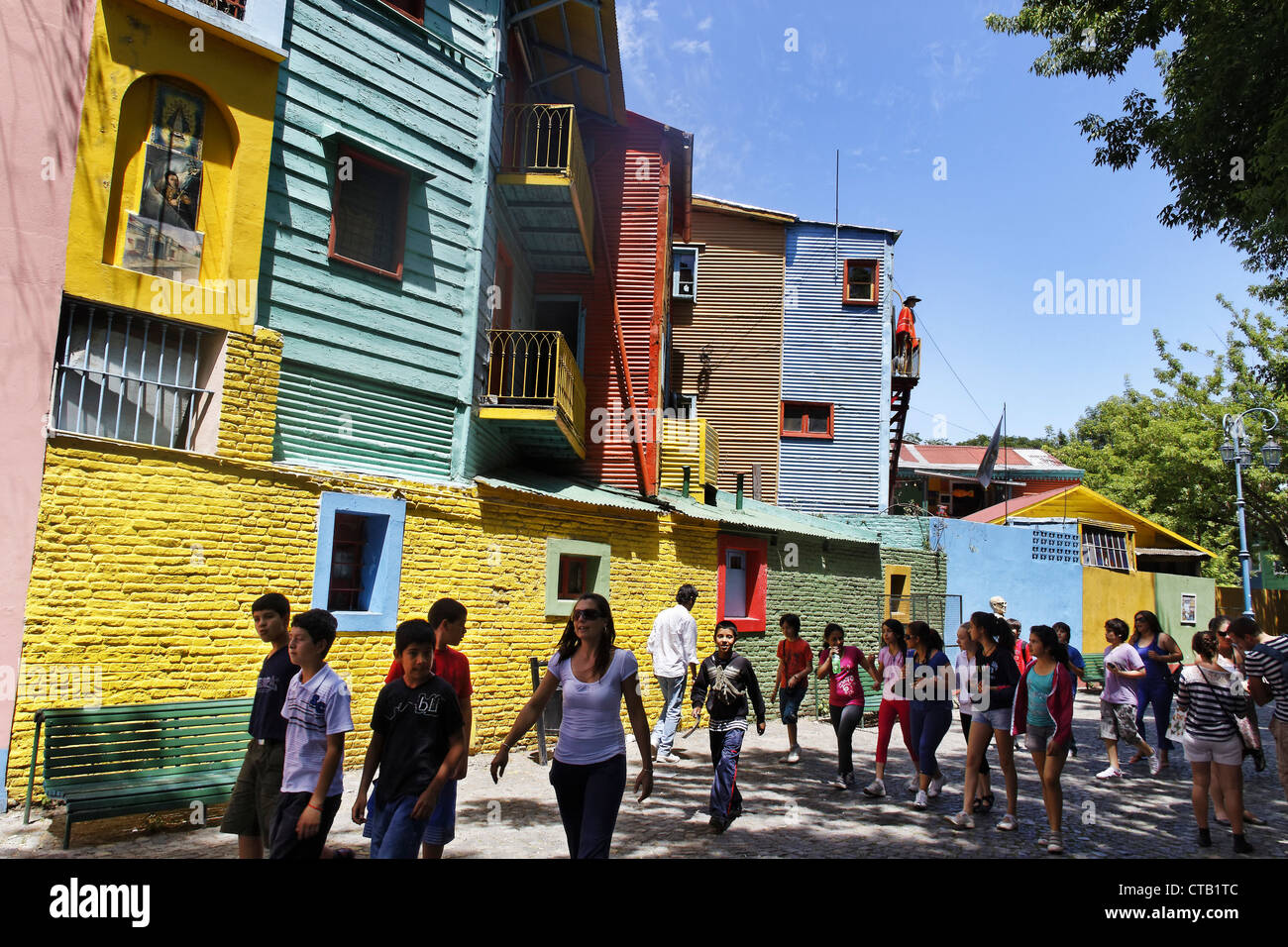 Colorful Houses in Caminito, La Boca, Buenos Aires, Argentina Stock Photo